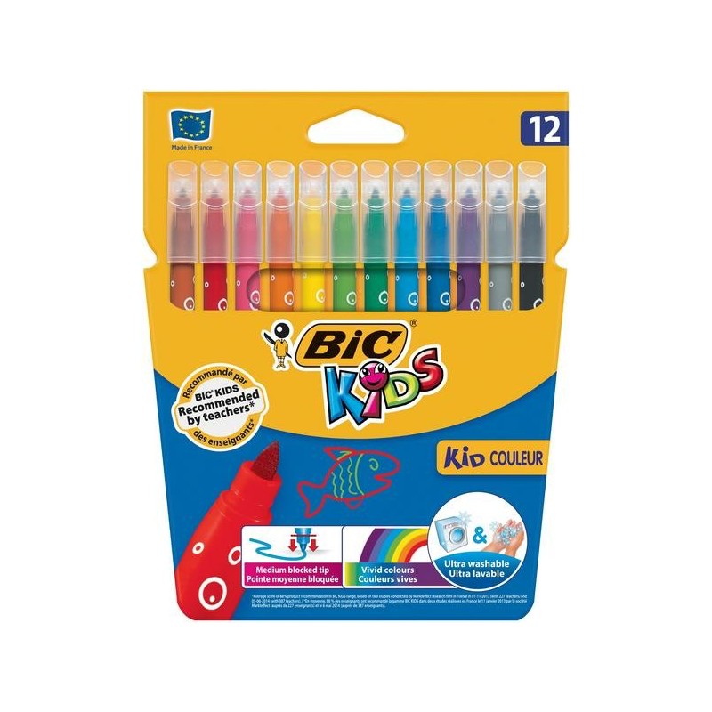 Carioci BIC Kid Couleur, 12 culori, ultralavabile
